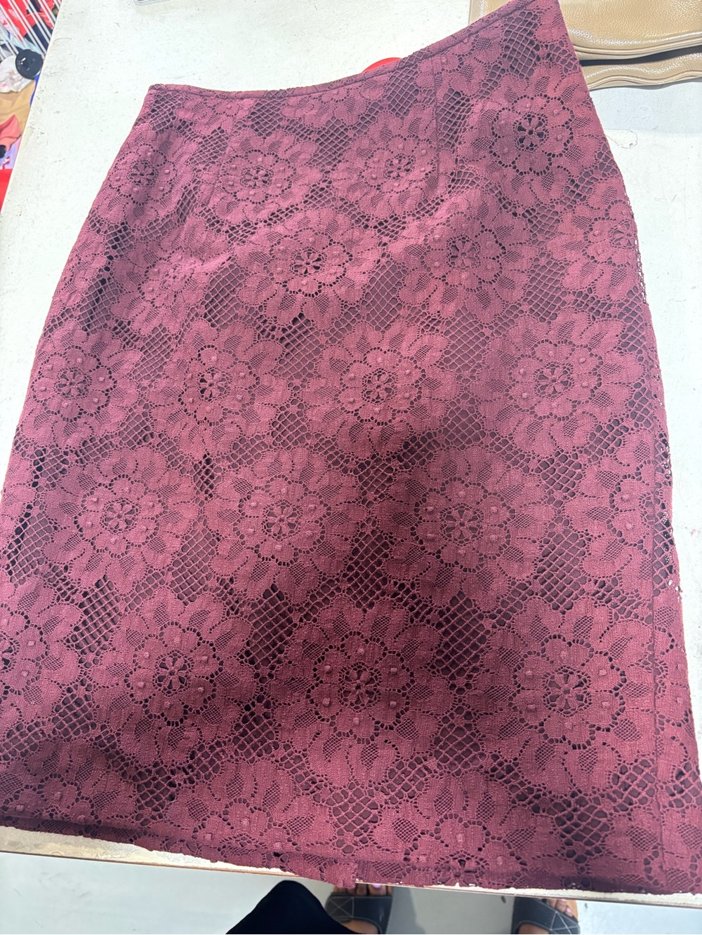 Burberry Rose Lace Midi Pencil Skirt